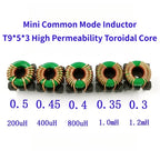 10PCS High Permeability Toroidal Common Mode Inductor Filter T9*5*3 Wound Coil 200uH 470uH 800uH 1mH 1.2mH 1A EMI Choke