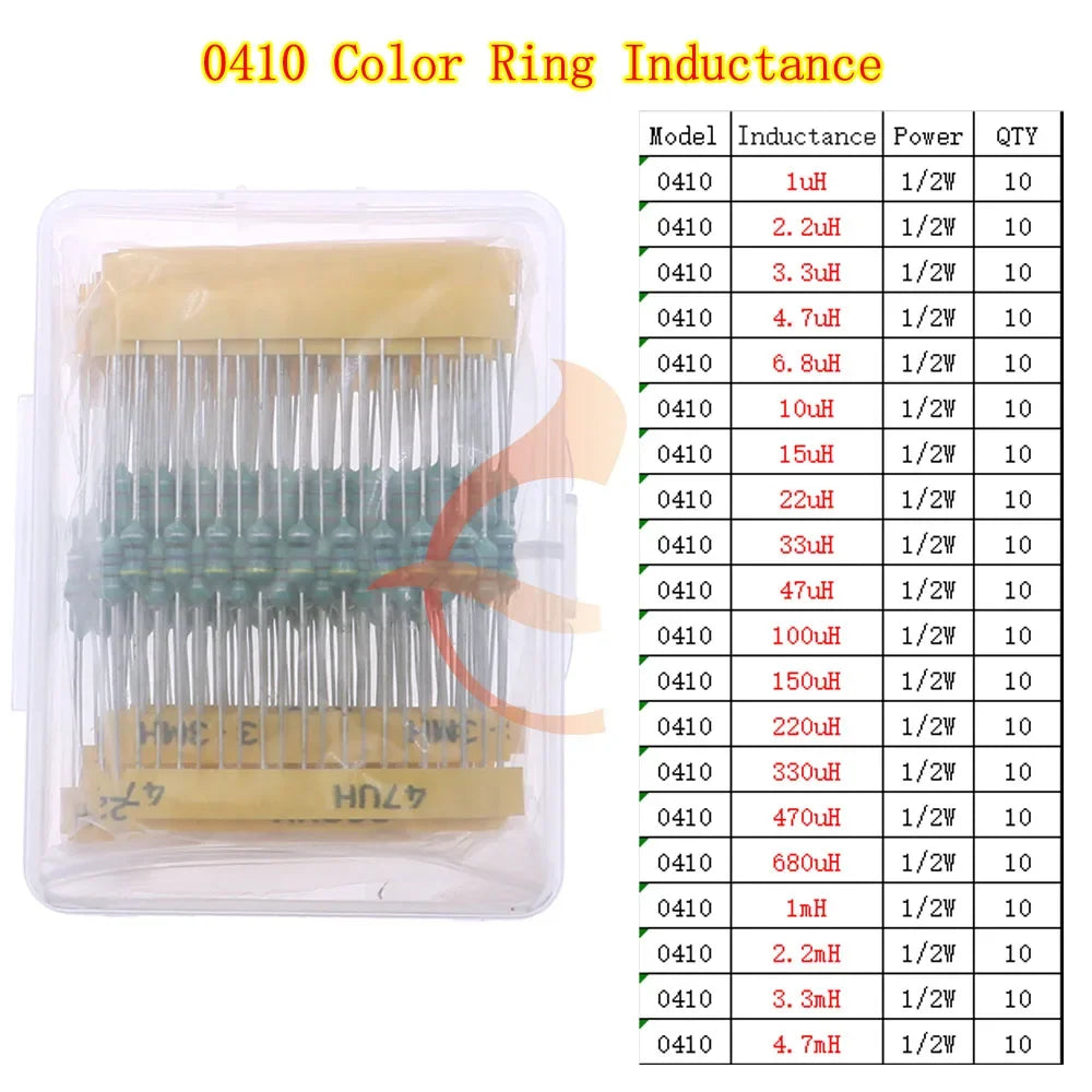 2.2uH 3.3uH 4.7uH 6.8uH 10uH 22uH 47uH 68uH 100uH 220uH 1mH 4.7mH 10mH 100mH Toroid Core Choke Color Ring Inductor Assorted Kit