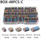 Electrical Wire Connector Set 48/62PCS 2/3/4/5/8 Port Lever Quick Splice Wire Connectors 32A 250V AWG28-12 0.08-4mm2 Storage Box