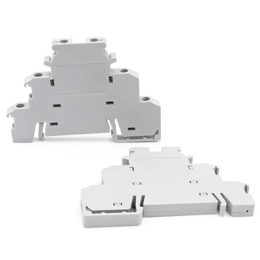 50Pcs DIN Rail Terminal Block DIKD 1.5, 1.5mm² 3-Tier Screw Clamp for C45/DZ47 Breakers & Industrial Control Cabinet