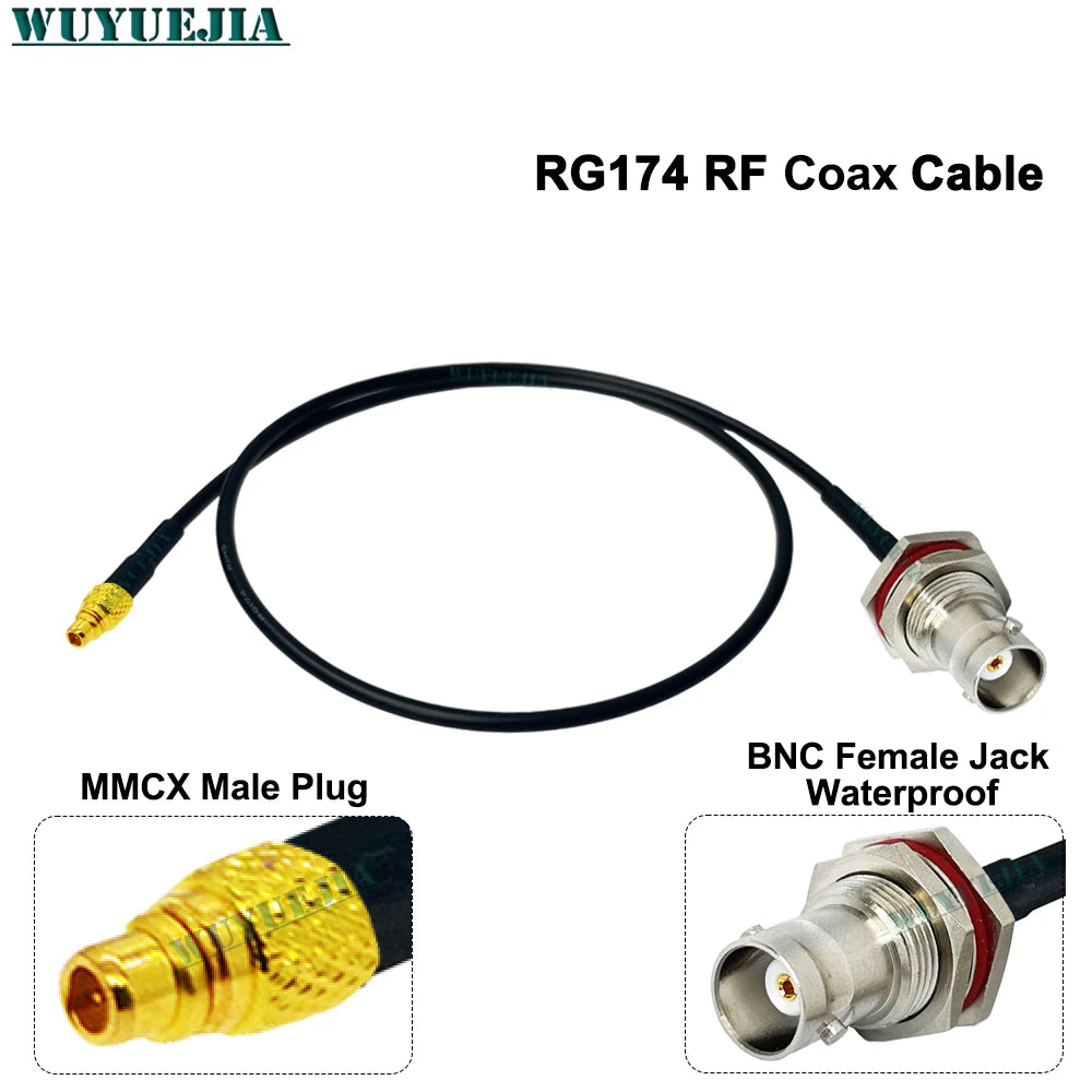 RG-174 Coaxial Cable Q9 BNC Female Waterproof to MMCX Male Connector Crimp Wire Terminal RF Jumper Pigtail Line For Wifi Card