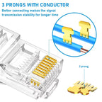 50/100pcs RJ45 CAT5 Cat6 Pass Through Connector Gold Plated Unmodule Plug Network RJ-45 Crystal HeadsEthernet Cables