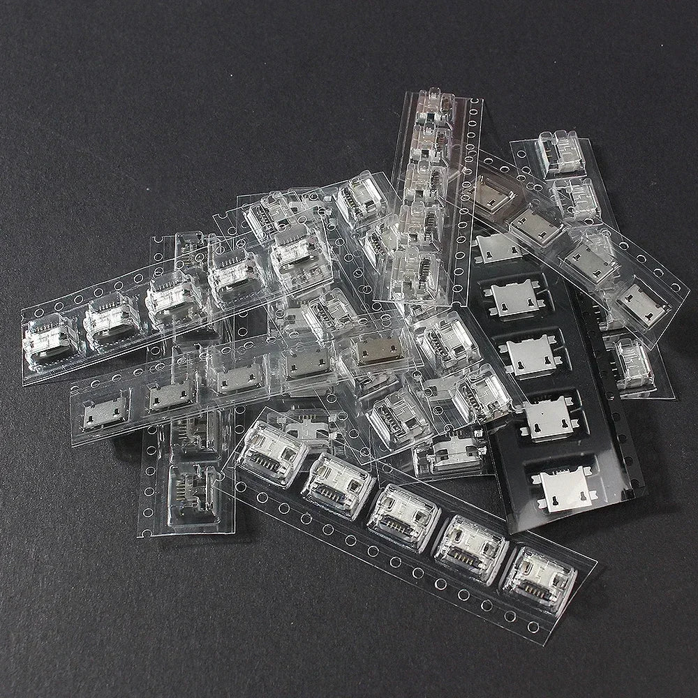 60pcs/240pcs Micro USB Connector Kit 12/24 Models USB Port/Tail Plug for MP3/4/5 DIY SMD DIP Socket Set USB Connectors Set