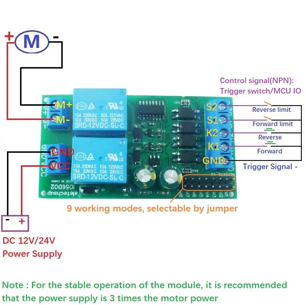 IO53A02 5-24V IO56D02 DC12V 24V Cycle Delay Relay Adjustable Time Control Switch Motor Forward Reverse Controller Time Relay
