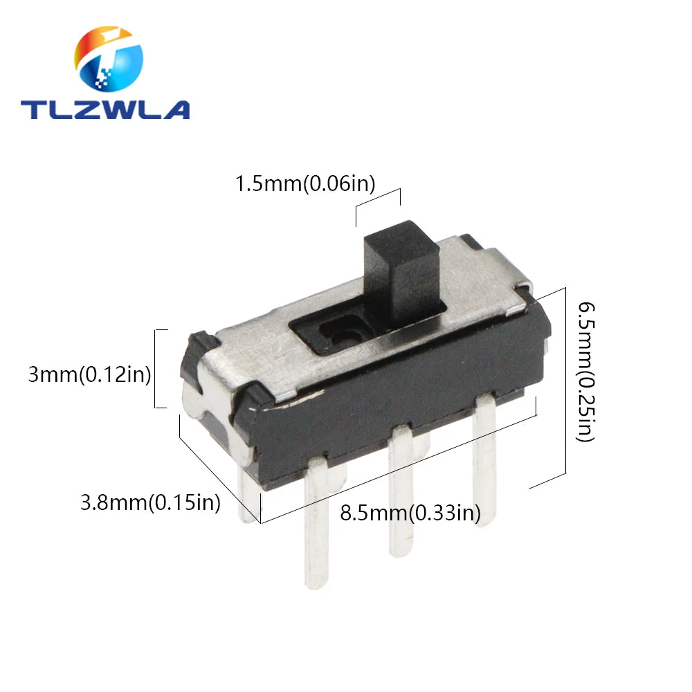 20PCS MSS22D18 Mini Miniature DIP Slide Switch 2P2T 6Pin Handle High 2MM For DVD Switch