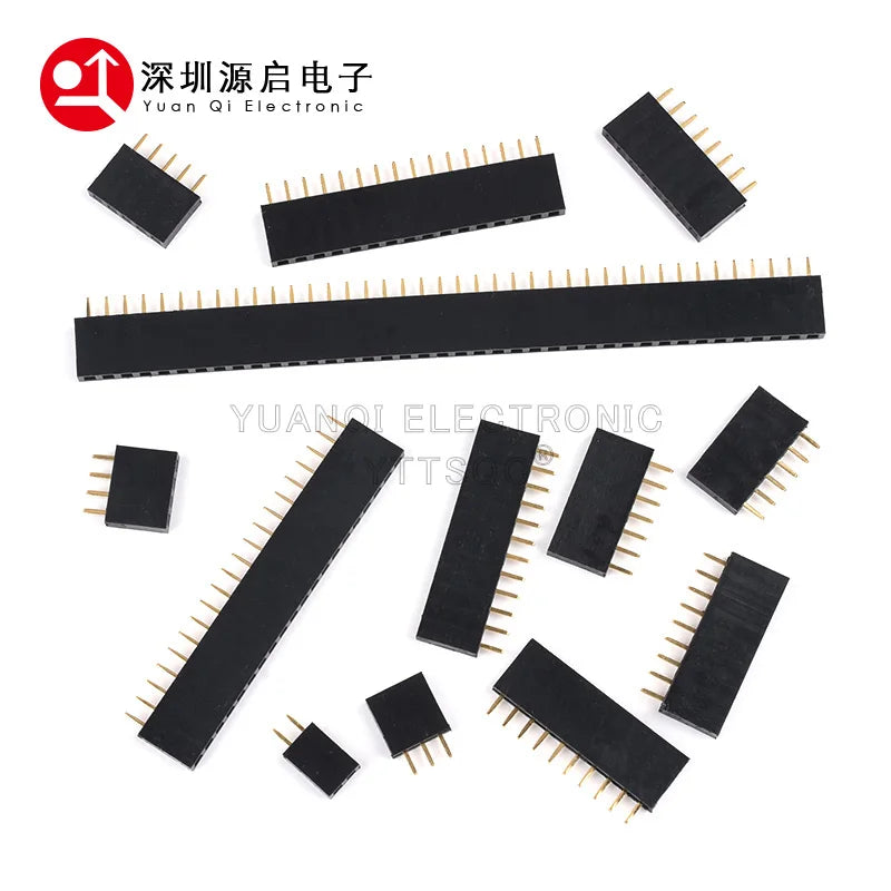 2.54mm Single Row Straight Female Pin Header 0.1" PCB Socket Board Connector Pinheader 2/3/4/5/6/7/8/9/10/32-40Pin For Arduino