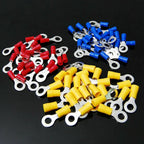 50PCS Ring Crimp Terminals Electrical Wire Connector M3/M4/M5/M6/M8/M10/M12 Insulation Ferrule Lug Quick Splice Connection Screw