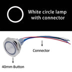 40mm Metal Push Button Switch 1NO 1NC Momentary Reset Latching Lock Ring Power Supply With Lamp Waterproof Stainless Steel