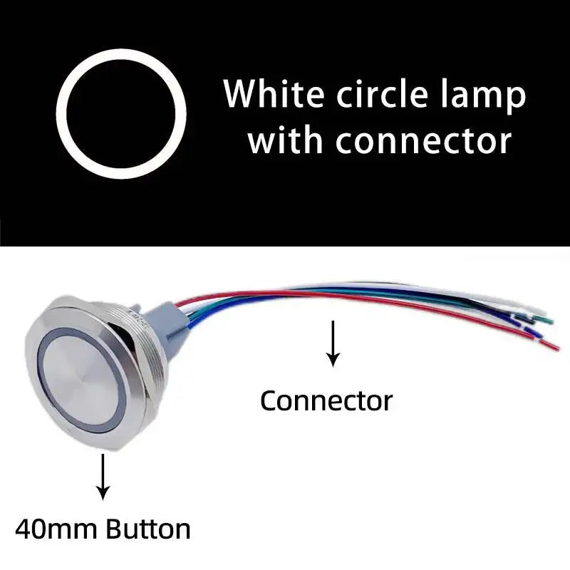 40mm Metal Push Button Switch 1NO 1NC Momentary Reset Latching Lock Ring Power Supply With Lamp Waterproof Stainless Steel