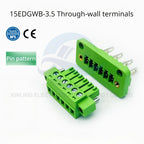 2set 3.5MM Through Wall Plug in Terminal Blocks Connector 15EDGWB/KM-3.5mm with Flange 2/3/4/5/6/7/8/9/10-24 Pin
