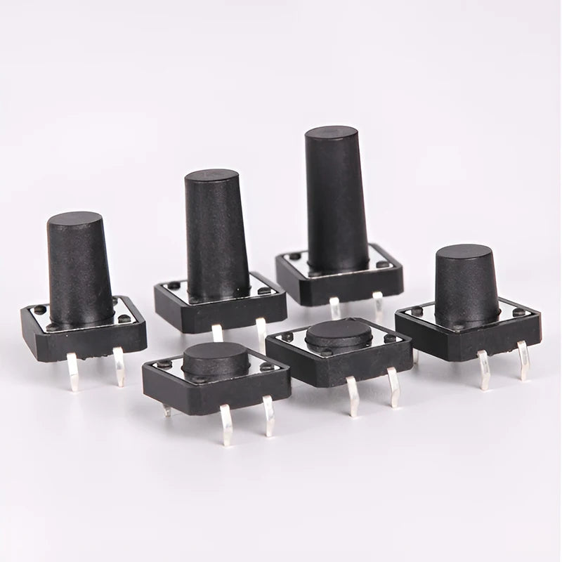 10pcs 12x12 Tact Switch Vertical 12*12*4.3/4.5/5/6/7/8/9/10/11/12/13mm Micro 4Pin Self-Reset Electronic Push Button Interruptor