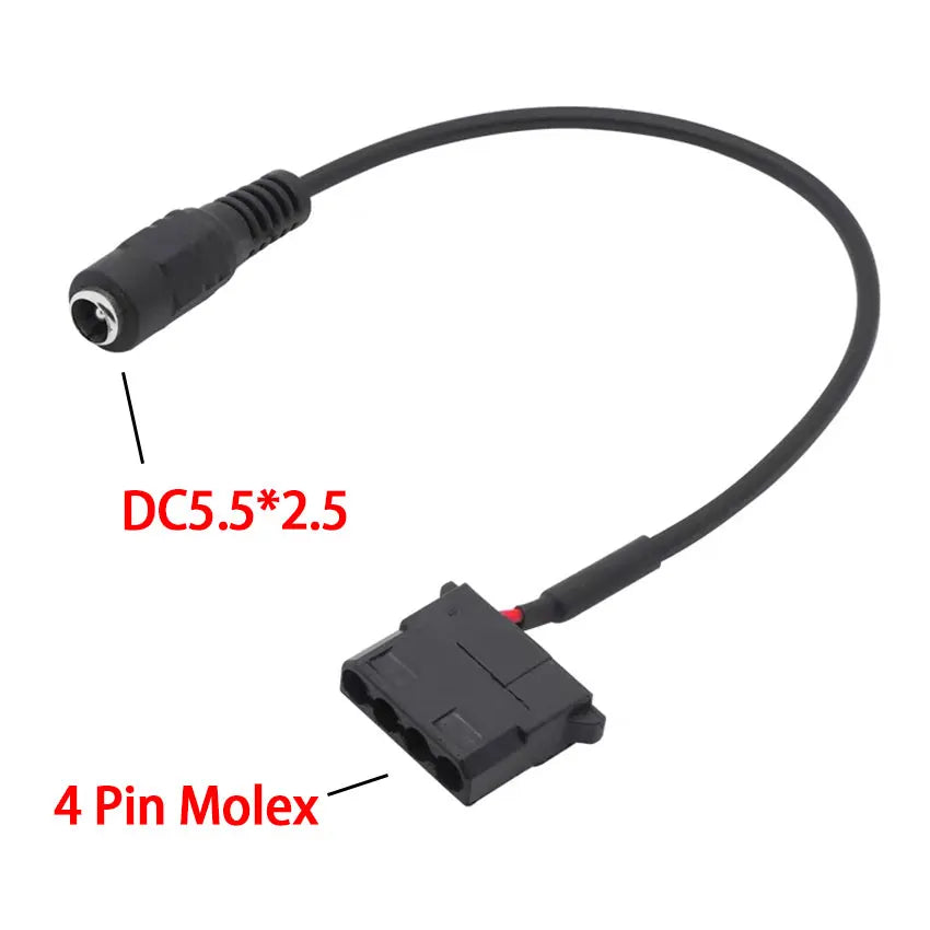 1/3/5PCS DC 5521 to Molex 4 Pin Power Supply Adapter Cable with for Computer Fan Surveillance Cameras Routers 28CM