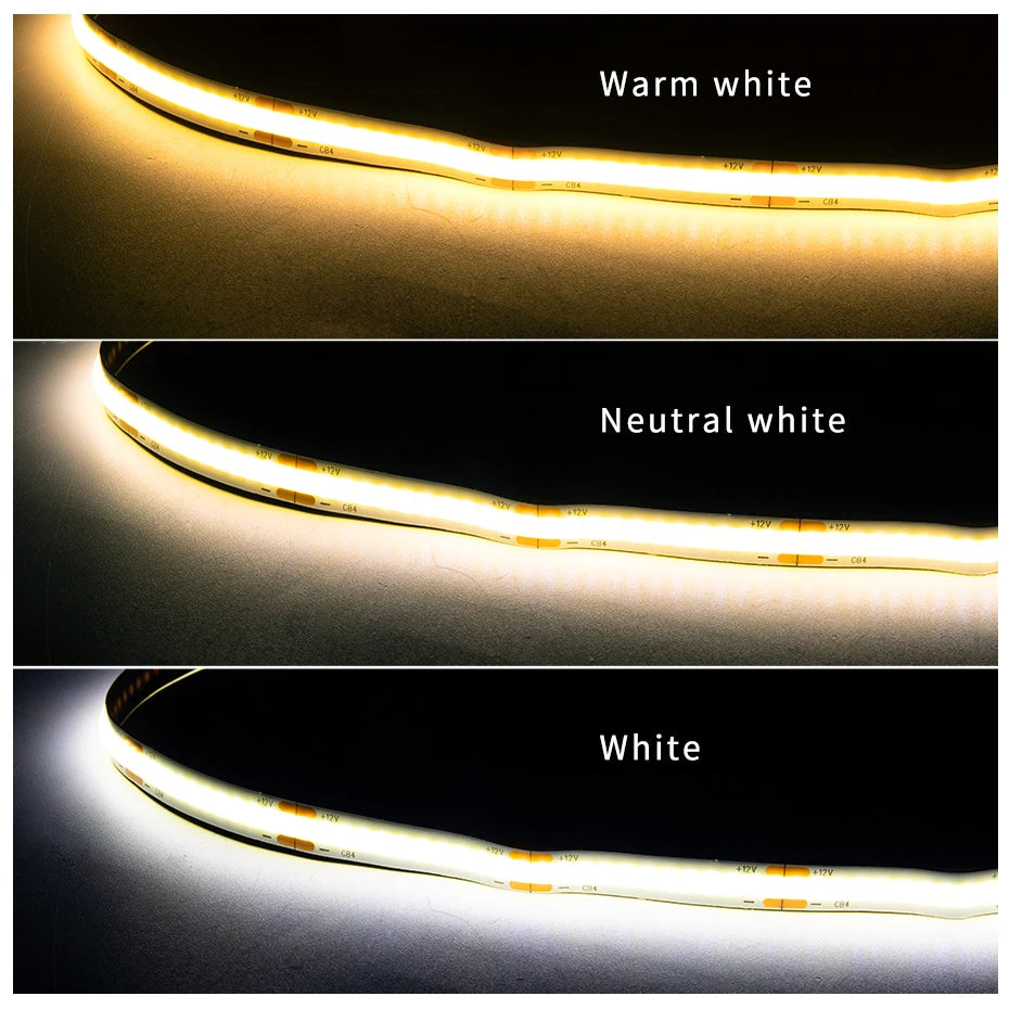 24V COB LED Strip with EU/US/AU/UK Plug Touch Dimmer Switch Adhesive Backing for Cabinets Shelf Closet Kitchen Lighting 1-6pcs