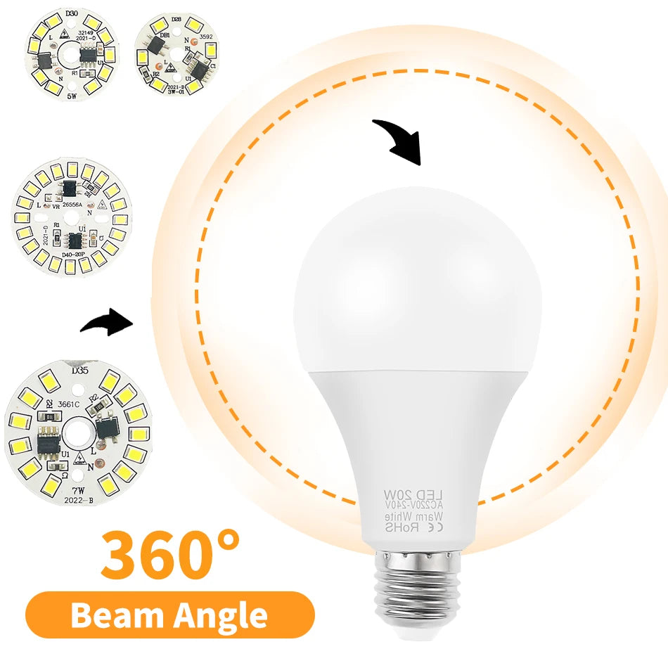 PwwQmm 10pcs/lot LED Chip 15W 12W 9W 7W 5W 3W No Need Driver AC 220V-240V SMD 2835 Cold Warm White Round Lamp Beads for Bulb