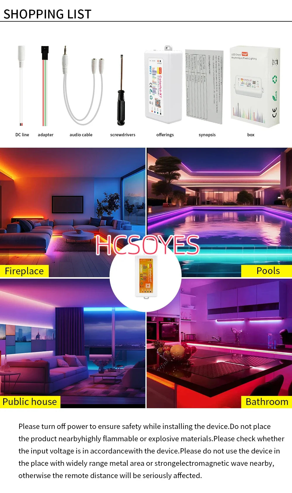 WS2812B WS2815 RGBIC LED Strip Controller Colorful-X7 Bluetooth/WIFI/Zigbee Smart Music Rhythm Sync Pixels Lighting DC5-24V