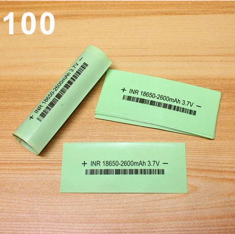 100pcs/lot Shrinkage packaging skin for lithium battery 18650 battery PVC heat shrinkable film insulating sleeve packaging skin