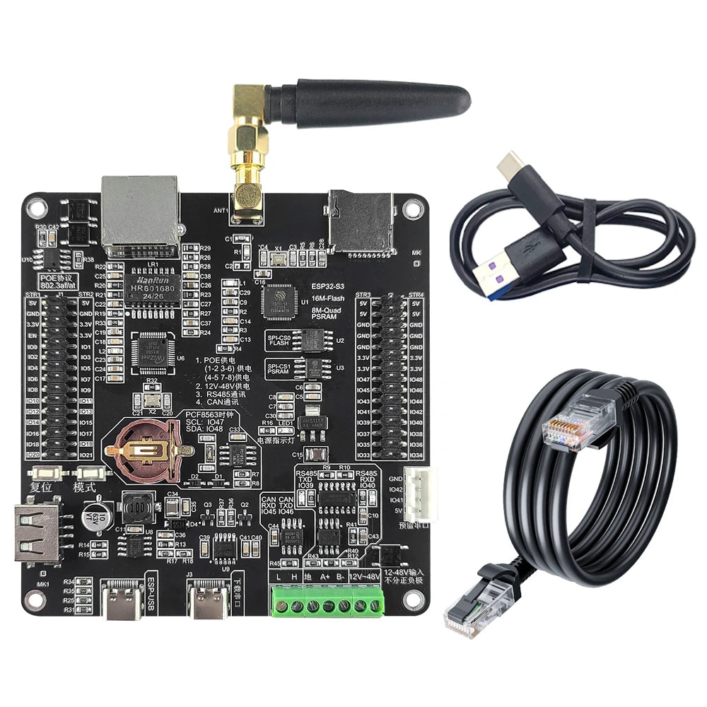RS485 ESP32-S3 N16R8 Development Board POE Power 3DBI BT WiFi Module AI Industrial Internet of Things W5500 ETH PCF8563 TF USB