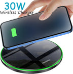 30W Wireless Charger Pad for iPhone 17 16 15 14 13 12 11 Samsung S26 Xiaomi Phone Chargers Induction Fast Charging Dock Station