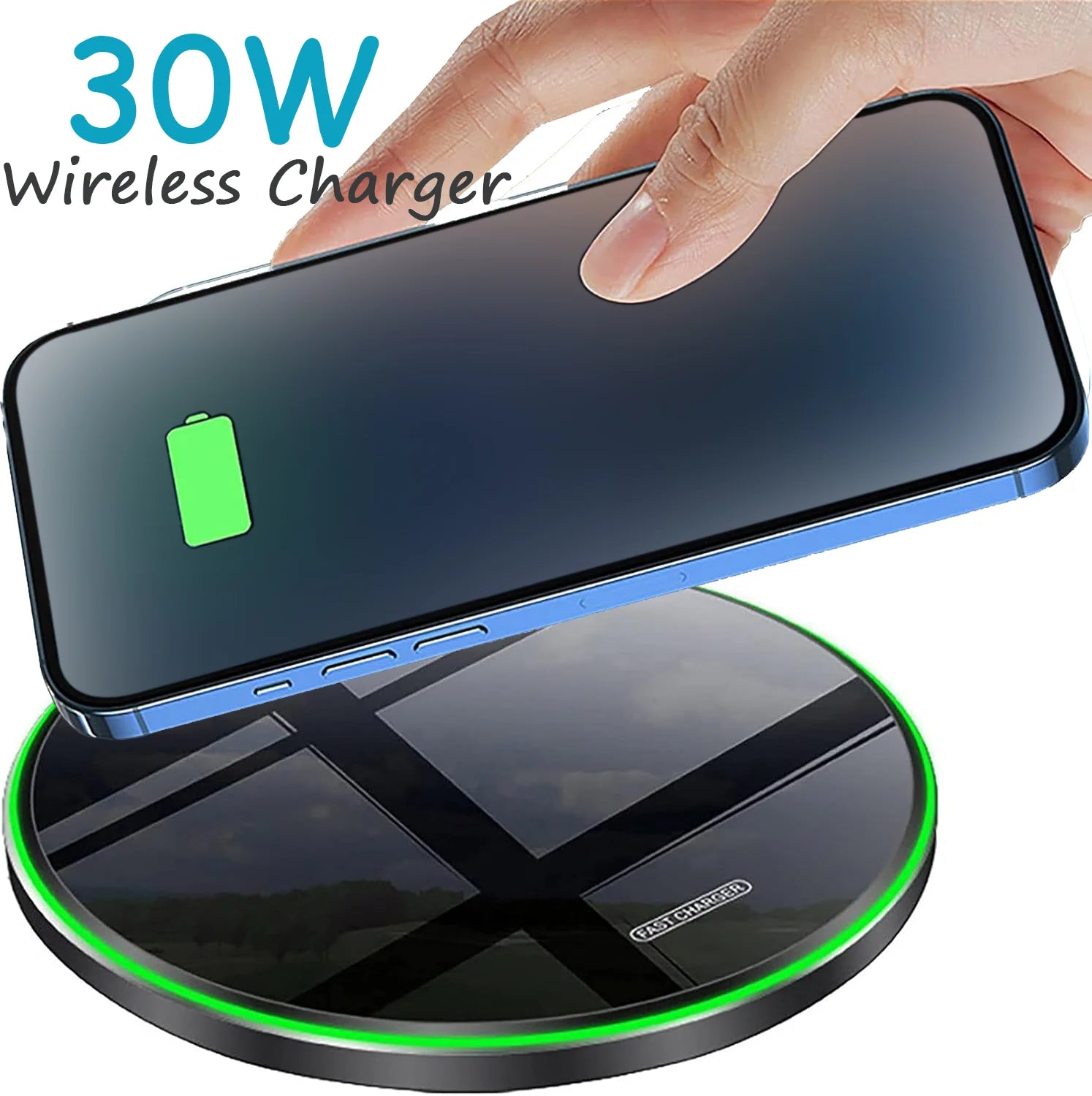 30W Wireless Charger Pad for iPhone 17 16 15 14 13 12 11 Samsung S26 Xiaomi Phone Chargers Induction Fast Charging Dock Station
