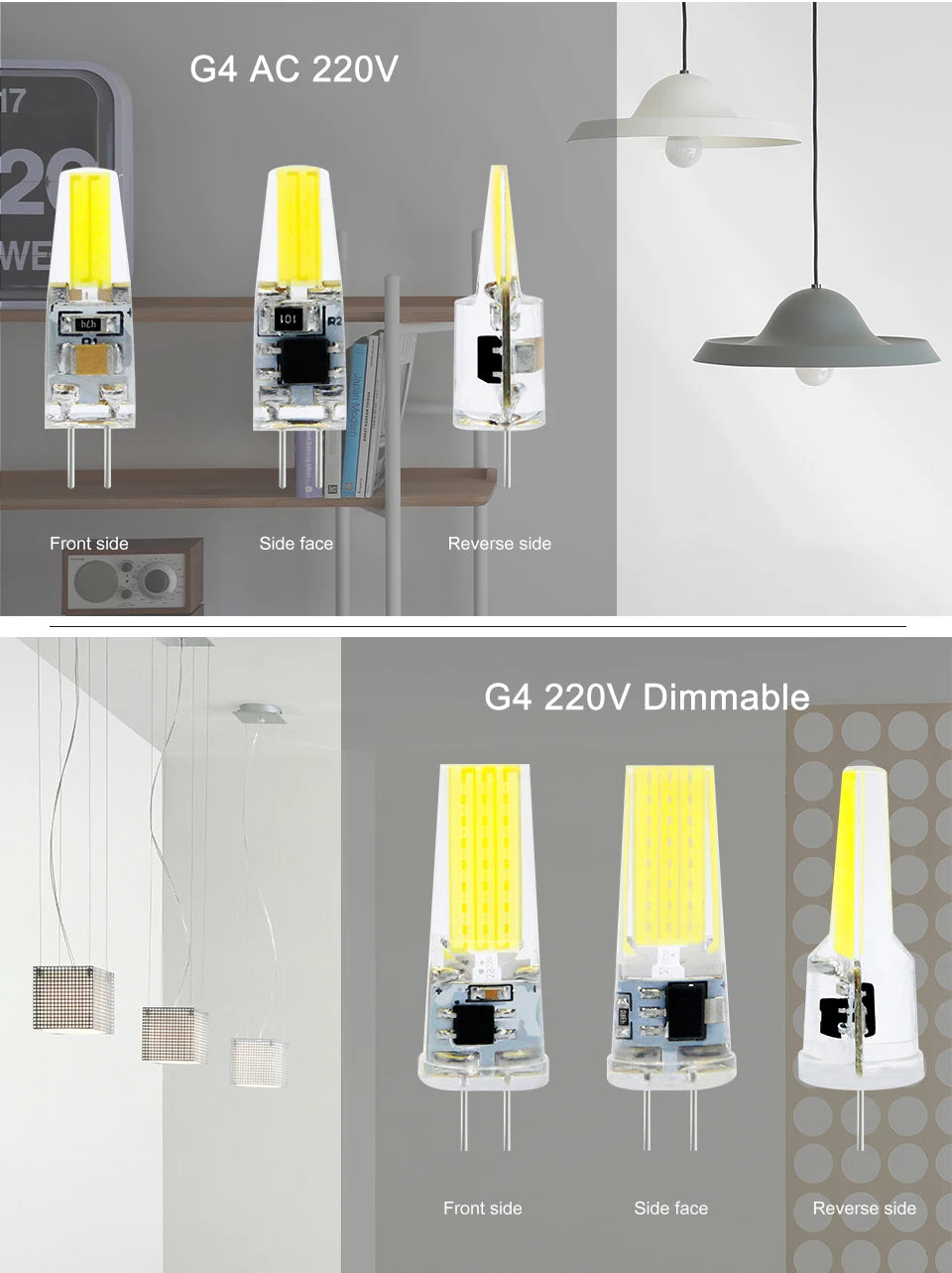 G4 LED COB Lamp E14 G9 12V 220V Dimmable 6W 9W COB LED Bulb Lampada LED Lighting Replace Halogen Spotlight Chandelier LED Lamp