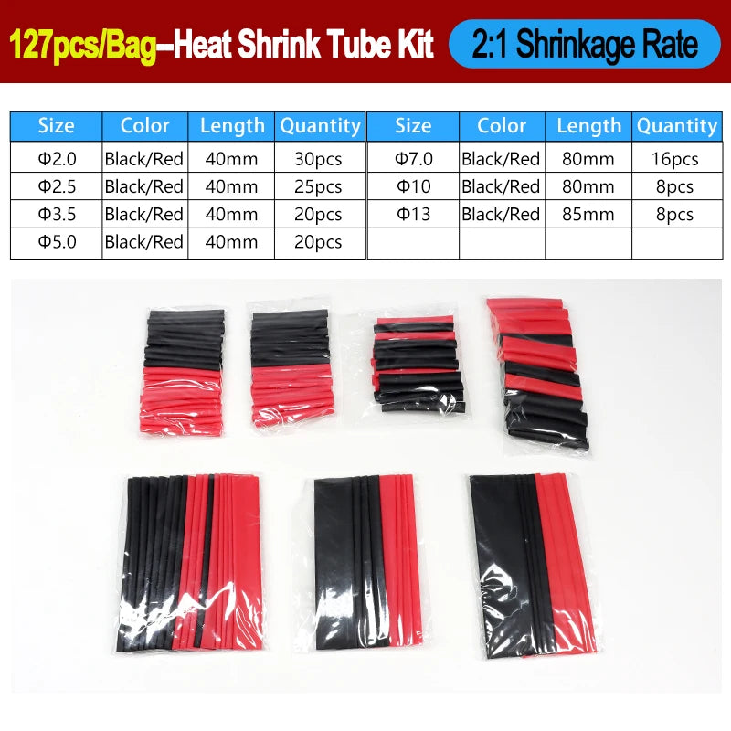 2:1/ 3:1/4:1 Heat Shrink Tube Set 73~900pcs Shrinkage Tubing Kit Cable Repair Protecter Wire Insulation Thermoresistant Sleeving