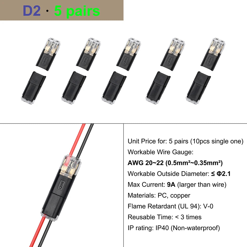 Cable Terminal Electric Wire Connector Clamp Block Quick Splice Scotch Lock Crimp for LED Car Wiring Joint Kit Tool Accessories