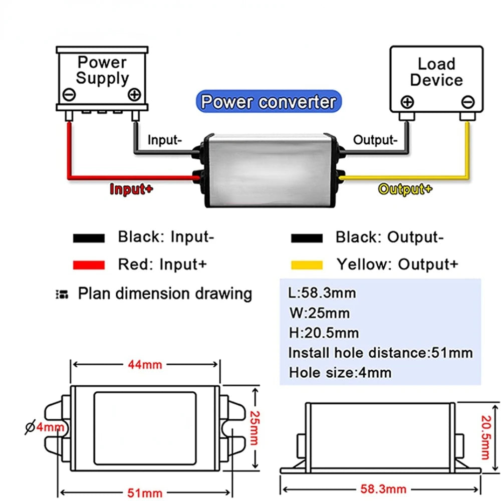 DC DC 24V to 12V 1A 2A 3A 4A 5A Converter Step Down Buck Model Converter DC-DC 24V to 12V 24V 12V Waterproof Module Waterproof