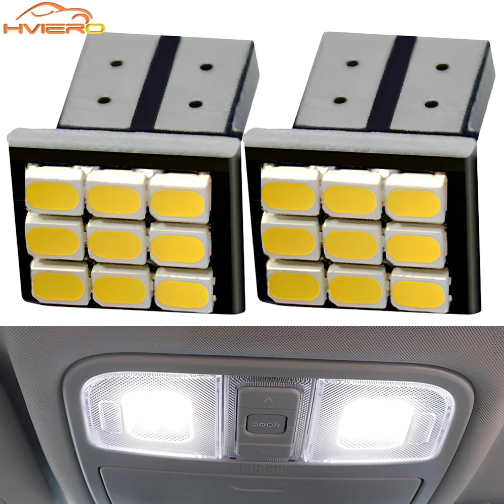 2pcs T10 W5W 1206 9smd 12SMD Turn Signal License Plate Light Car Wedge White 12V Canbus Backup Brake Dome Reading Lamp Led Bulb