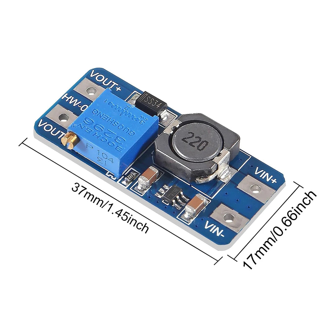5/10PCS MT3608 DC-DC Step Up Boost Power Converter 2A Module Adjustable Step Up Voltage Regulator Board 2-24V to 5V-28V Output