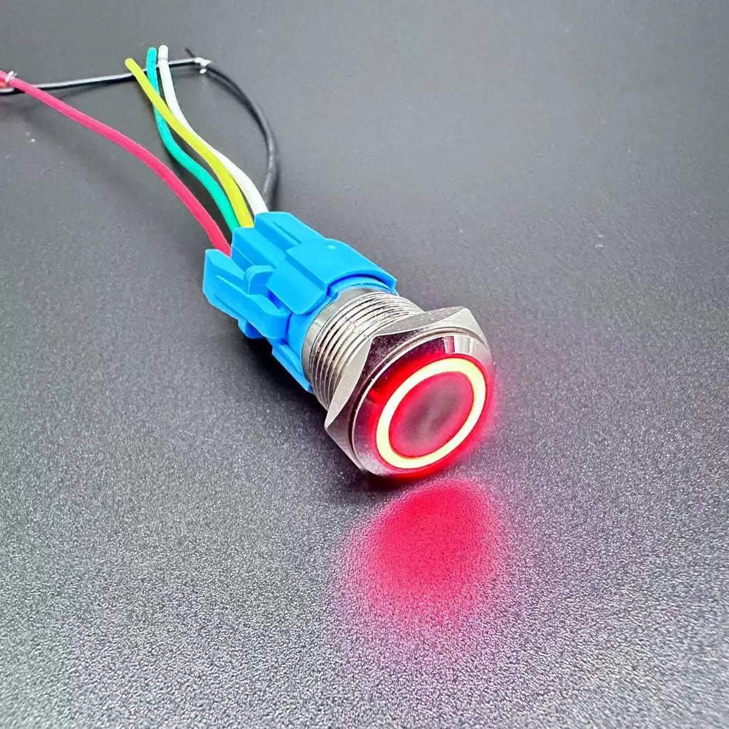 12/16/19/22MM Waterproof Metal Push Button Switch LED Light Momentary Latching Car Engine Power Switch  5V 12V 24V 220V Red Blue
