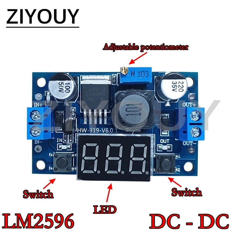 LM2596 LM2596S DC Buck Converter 3.0-40V To 1.5-35V Power Supply Step With LED voltmeter and dual buttons DC to DC