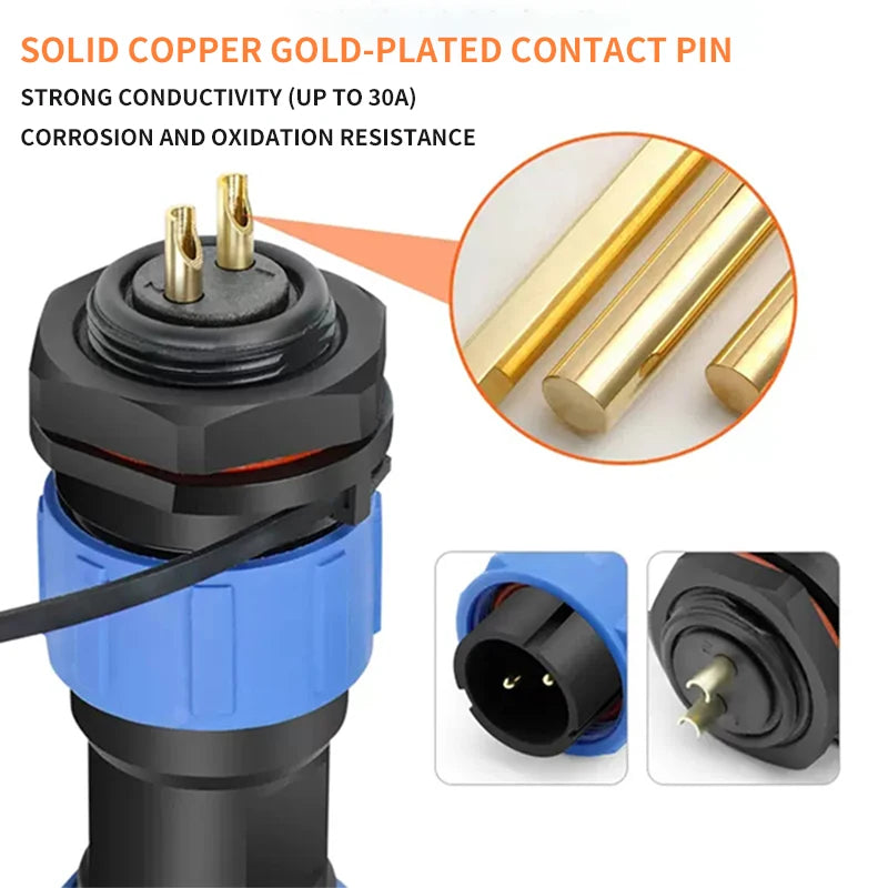 SP13 Waterproof Aviation Connector IP68 Panel Mount Cable Plug Socket 2 3 4 5 6 7 9 Pin Circular Connector Back Nut Set