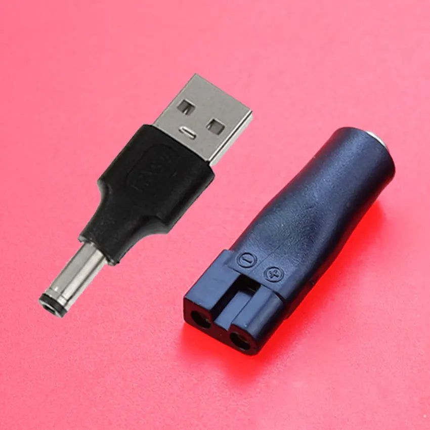 2/7Pcs 5V DC 5.5*2.1mm USB Power Cord Cable Double Hole Charging Adapter Plug For All Kinds Hair Clippers Beard Trimmers Shavers