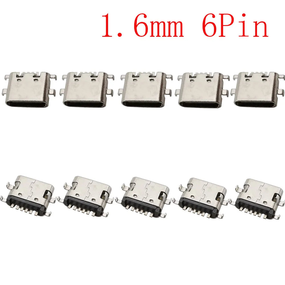 10Pcs USB Connector Type C Female Charging Port Jack 2P/6P/16P/24 Pin Soldering PCB SMD SMT DIY USB-C Socket Adapter