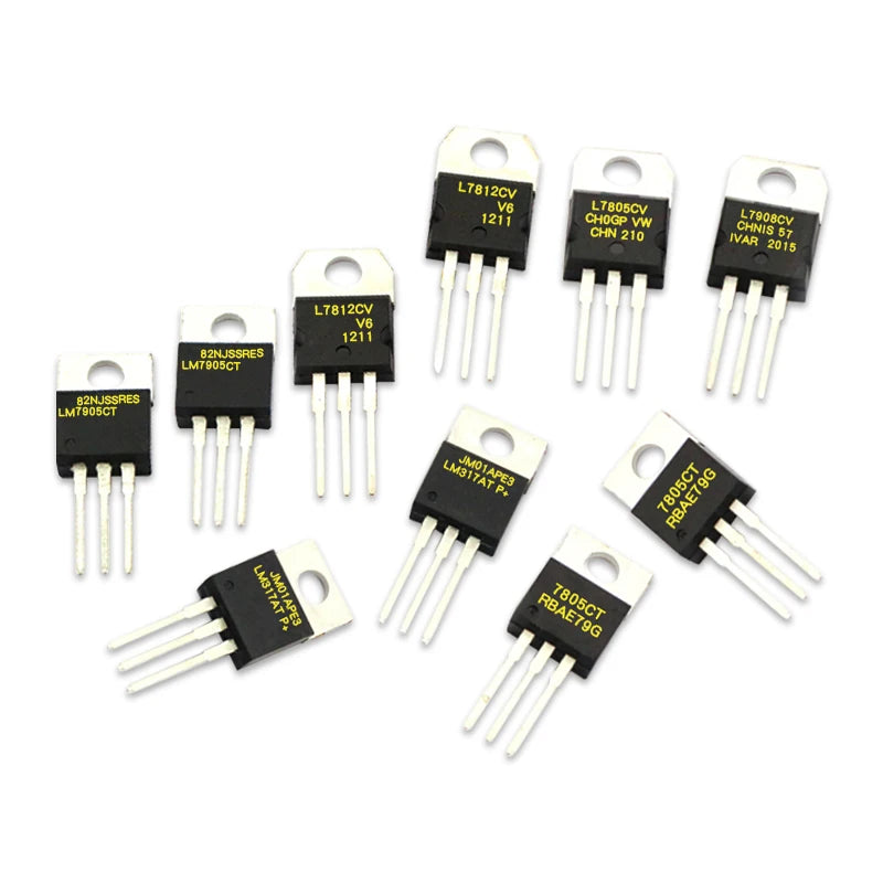 10Pcs LM7805CT CJ78M05 LM317BTG LM7905CT LM317T L7812CV LM317AT L7915CV TO220 L7805CD2T Voltage Regulator IC 5V 1.5A TO-220