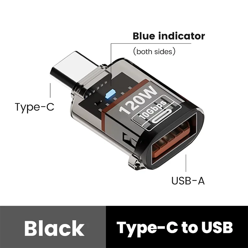 120W OTG USB 3.2 To Type C Adapter USB Female To Type C Male Fast Charging Adadpter OTG USB C For iPhone 15 16 Samsung Laptop PC