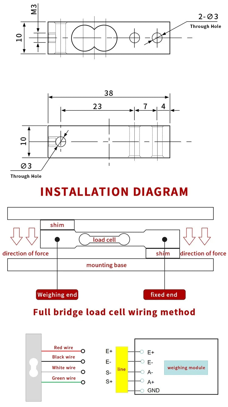 HY-135D 5KG Mini Load Cell for Kitchen Scale and DIY Household Weighing System