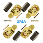 5PCS Connector SMA Plug Male Crimp for RG58 RG142 LMR195 Cable Straight RF Coaxial Adapter Wire Terminals