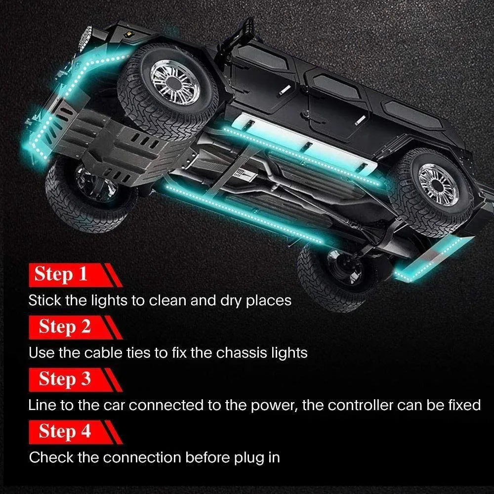 APP LED Motorcycle Car Atmosphere Ambient Foot Light Remote Control Flexible Waterproof Sound 12V Moto RGB Decorative Lamp Strip