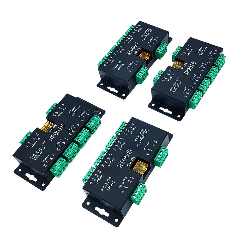 SP901E SPI Signal Amplifier Repeater for WS2812B WS2811 WS2813 RGB Addressable LED Pixel Strip Programmable Matrix Panel Light
