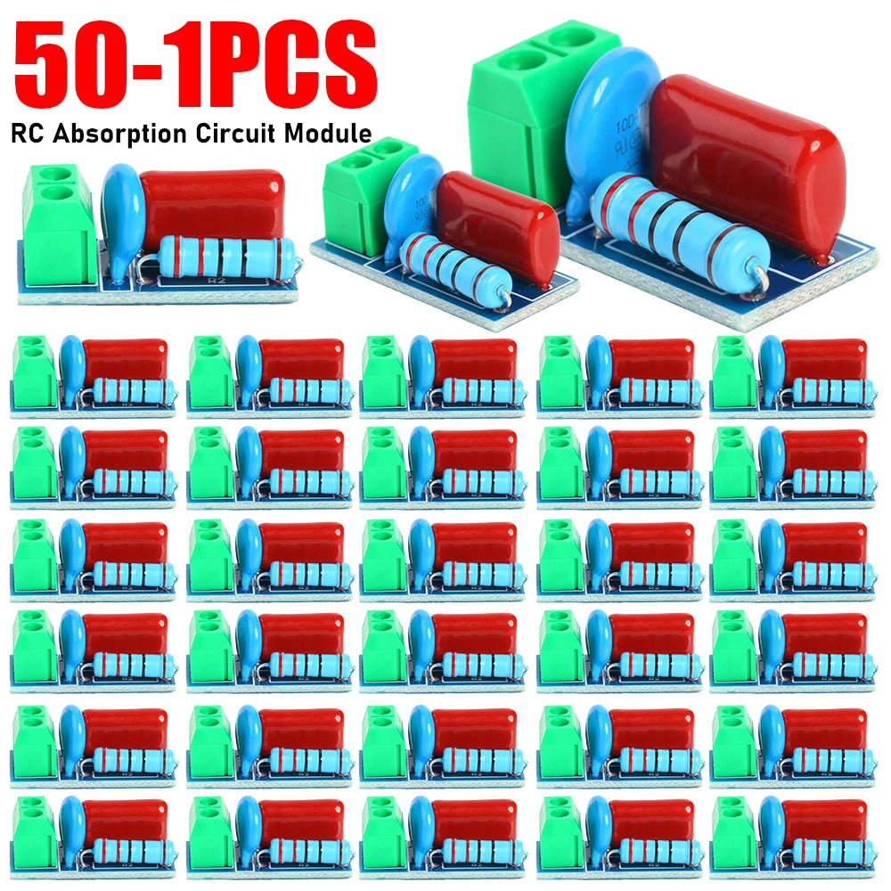 50/20/1PCS RC Absorption Circuit Module Anti-Interference Snubber Circuit Board With varistor For AC/DC 5V-400V Inductive Load