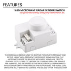 5.8G Microwave Induction Switch 220V Intelligent Energy Saving Control Microwave Radar Sensor