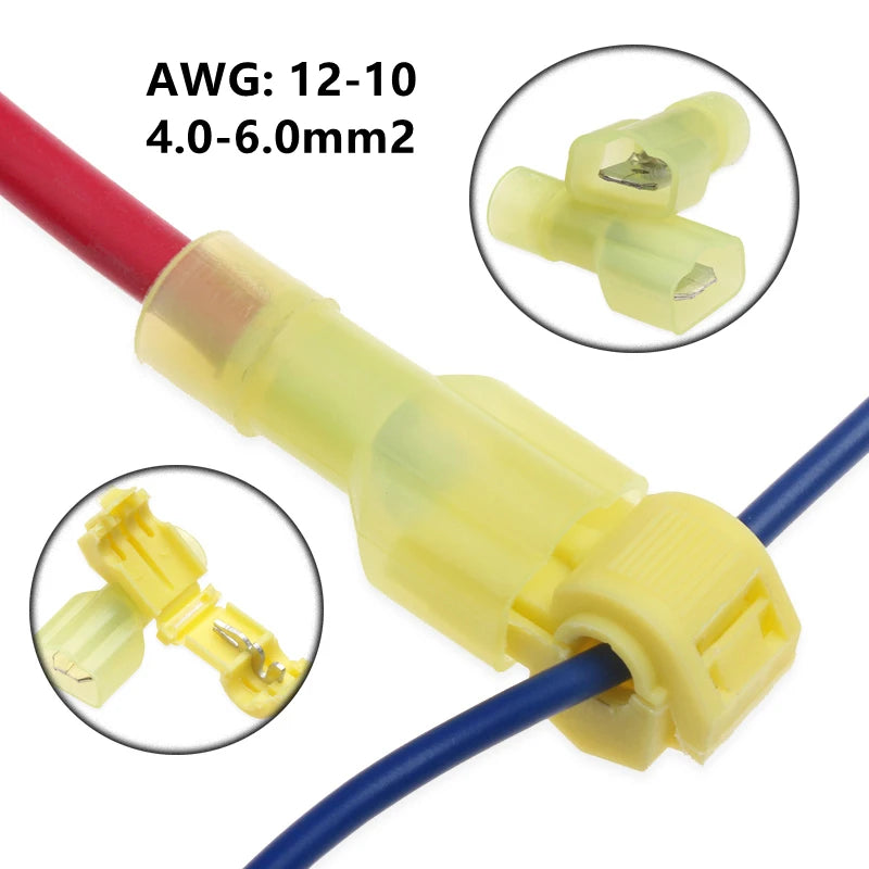10/20/60/100Pcs T-Tap Connectors Quick Electrical Cable Connector Snap Splice Lock Wire Terminal Waterproof Crimp Wire Terminals