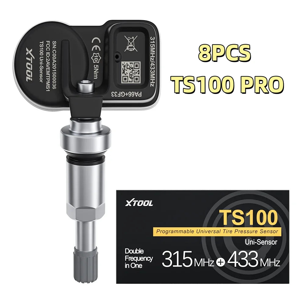 XTOOL TS100 PRO 4PCS Upgraded TPMS Sensor 315Mhz/433MHz Tire Pressure Monitoring Tester Programmed by XTOOL TP150/IP819TP