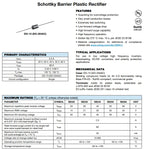 20PCS SB120 SB130 SB140 SB150 SB160 SB180 SB1100 SB1200 SB240 SB260  SB2100 SB2200 DIP Schottky Rectifiers