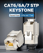 AMPCOM Pro Cat7/6A/6 Shielded Keystone Jack, Zinc Alloy Toolless RJ45 Connector with 50u Gold Plated Pins for High-Speed Network