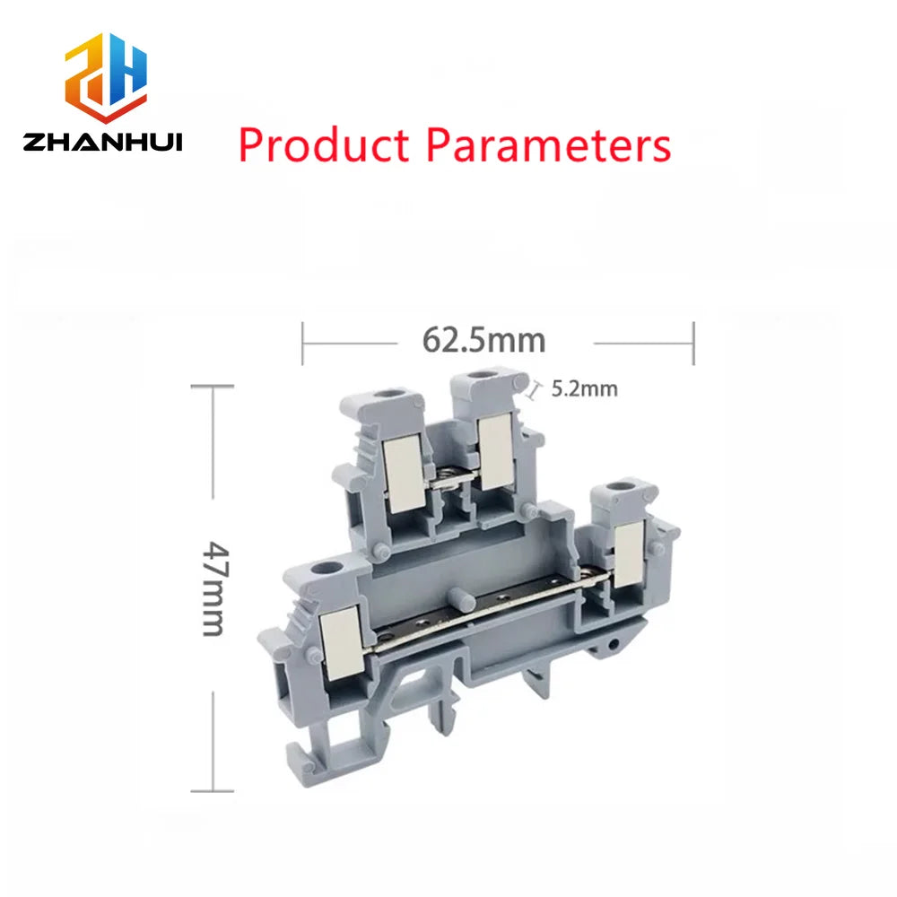 5Pcs MBKKB-2.5 Double Layer DIN Rail Terminal Block - 2.5mm² 12AWG Screw Connection Electrical Wire Conductor Terminal
