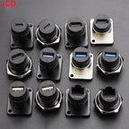 JCD 1pcs Metal D Type Module RJ45 CAT6&USB 2.0/3.0&Type C&HDMI-Jack Socket Through Network Panel Mounting Electronic Connector