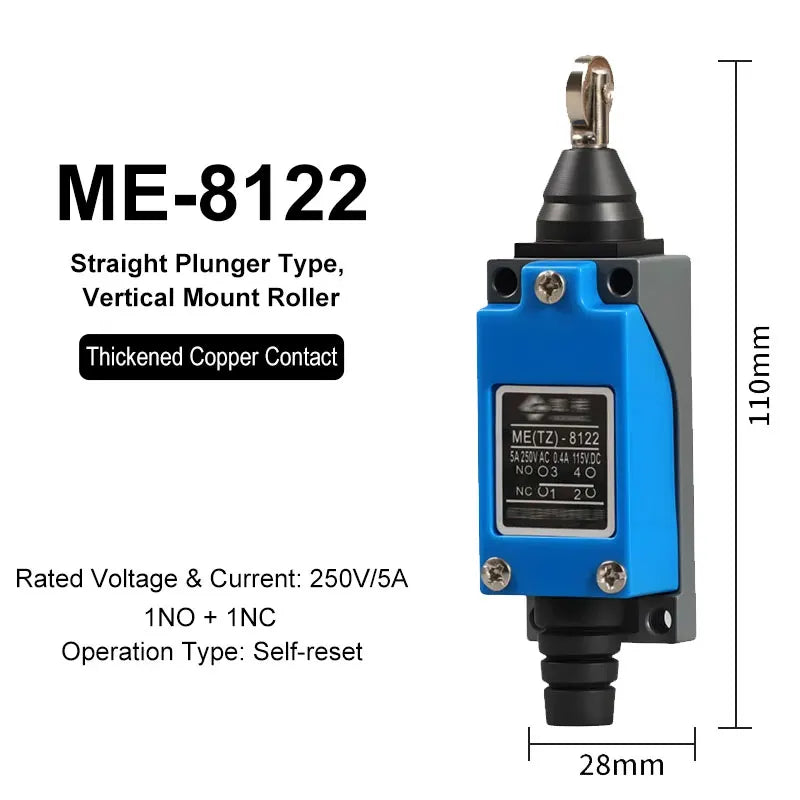 ME-8108 ME-8104 ME-8107 ME-8111 ME-8112 ME-8166-8169 Limit Switch Rotary Adjustable Roller Lever Arm Travel Switch AC250V NO NC