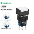 16mm Push Button Switch LED Illuminuted 12/24/220V Momentary Self-locking on Off with Light Square Round Rectangle Power Switch